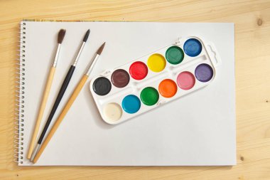 Boya fırçası ve albüm. Tasarım öğesi.