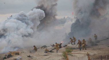 Sevastopol, Kırım, Rusya - 17 Eylül 2016: Askeri tarihi Festivali Kırım '. Sevastopol için savaş