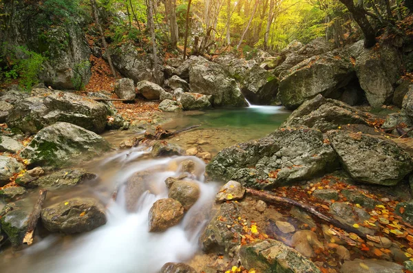 Autmn Rill Flow Nature Waterfall Composition — Stock Photo, Image