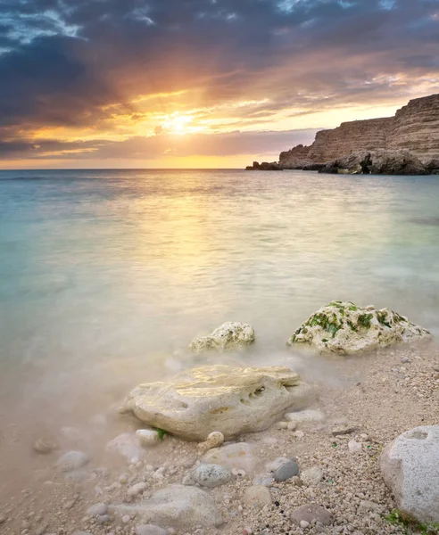 Krásná Krajina Západ Slunce Moři Složení Přírodní — Stock fotografie