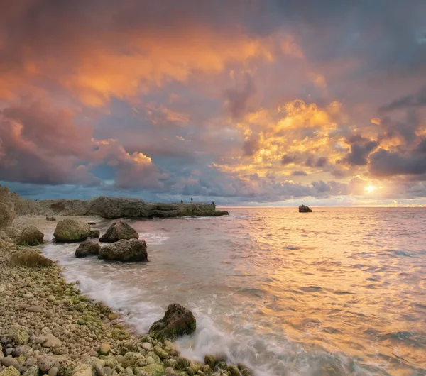 Vackra Marinmålning Solnedgång Havet Sammansättningen Naturen — Stockfoto