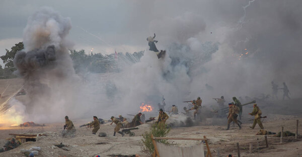 Севастополь, Крым, Россия - 17 сентября 2016 года: военно-исторический фестиваль в Крыму. Битва за Севастополь
