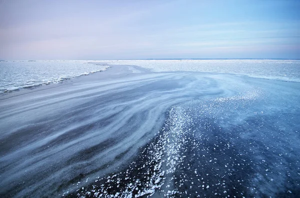 Paisaje Invernal Hielo Superficie Del Agua Composición Naturaleza — Foto de Stock
