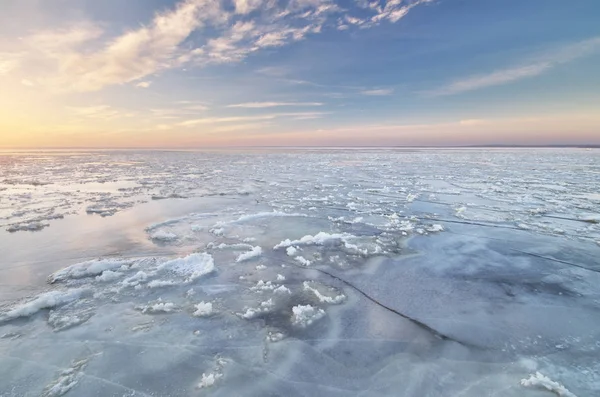 Paisagem Inverno Gelo Superfície Água Composição Natureza — Fotografia de Stock