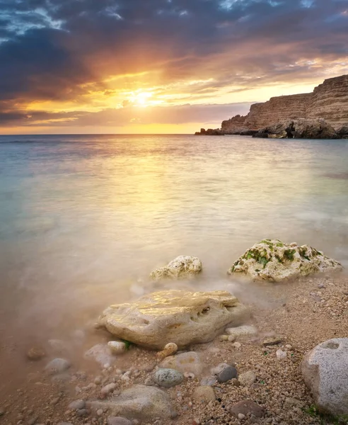 Όμορφη Θαλασσογραφία Ηλιοβασίλεμα Στη Θάλασσα Σύνθεση Της Φύσης — Φωτογραφία Αρχείου