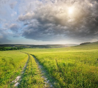 yol lane ve derin mavi gökyüzü. doğa tasarımı.