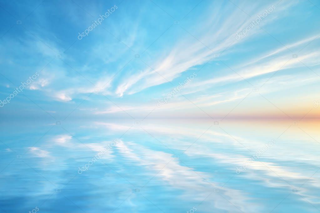 Sky background and water reflection. 