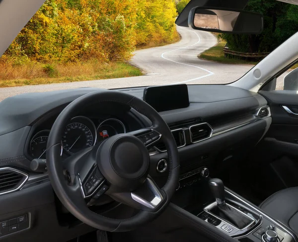 Dashboard Dentro Del Coche Elemento Diseño Escena Viajes Transporte — Foto de Stock