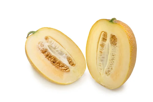 Kawałek Melona Kantalupowego Projekt Izolowanej Żywności — Zdjęcie stockowe