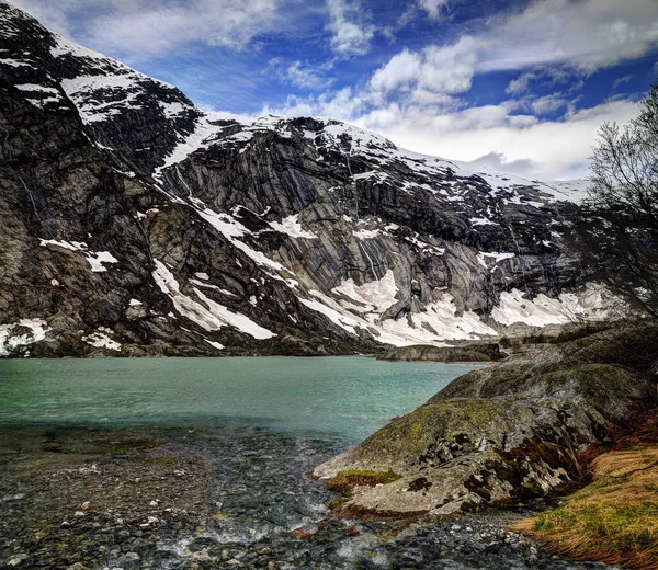 Nigardsbrevatnet Jezero Poblíž Ledovec Nigardsbreen Krásné Paže Velký Ledovec Jostedalsbreen Stock Obrázky