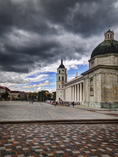 Domplatz Vilnius Ist Der Hauptplatz Der Vilnius Altstadt Direkt Vor — Stockfoto