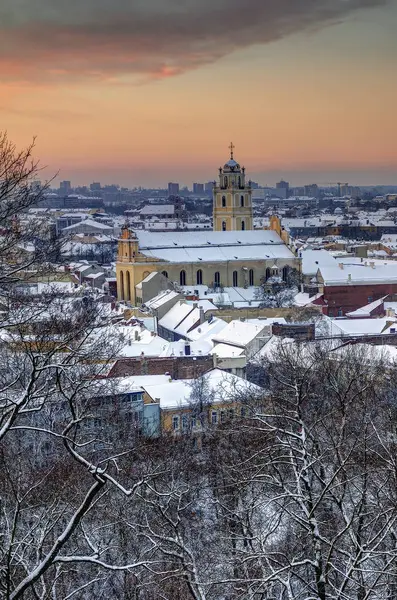 Tidigt Vintermorgon Vilnius Johns Kyrka — Stockfoto