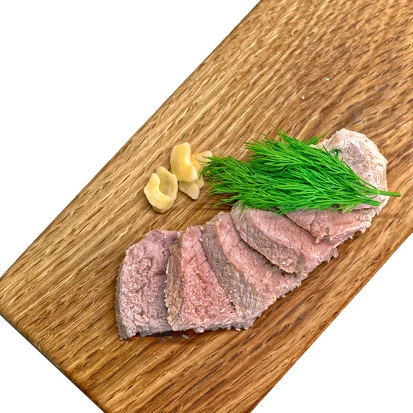 Κρέας από βραστή φέτα χοιρινού κρέατος σε λευκό Εικόνα Αρχείου
