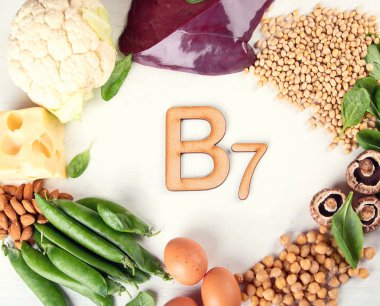 Kavram yemek vitamin B7, sağlıklı zengin gıdalar 