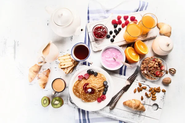Ovanifrån Hälsosam Välsmakande Frukost — Stockfoto