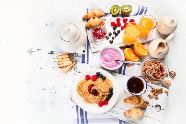 Κάτοψη Του Υγιείς Νόστιμο Πρωινό — Φωτογραφία Αρχείου