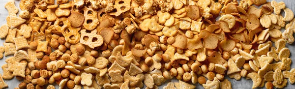 Pilha Biscoitos Cracker Seco Sobre Fundo Mesa Vista Superior — Fotografia de Stock