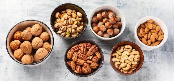 Diferentes Tipos Nueces Alimento Saludable —  Fotos de Stock
