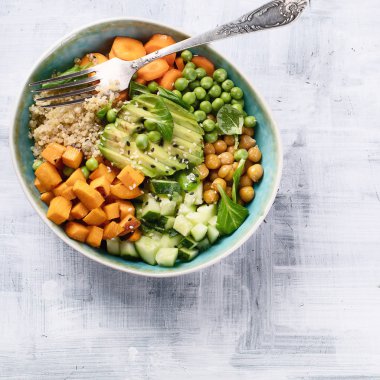 Vegan yemek kase. Sağlıklı beslenme kavramı