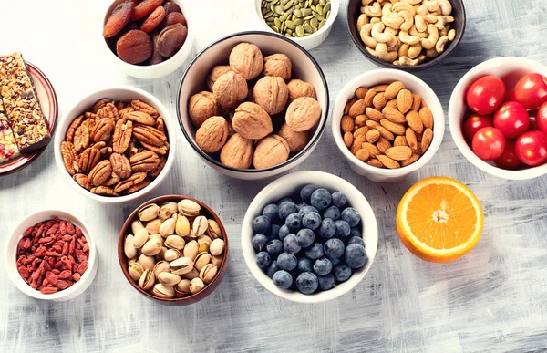 Sağlıklı aperatifler. Üstten görünüm. Sağlıklı gıda kavramı 