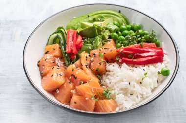 Hawaiian ahi somon poke kase