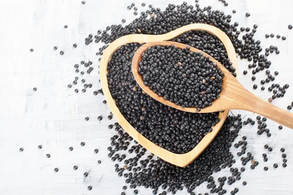 黒ベルーガ レンズ豆の種子 トップ ビュー — ストック写真