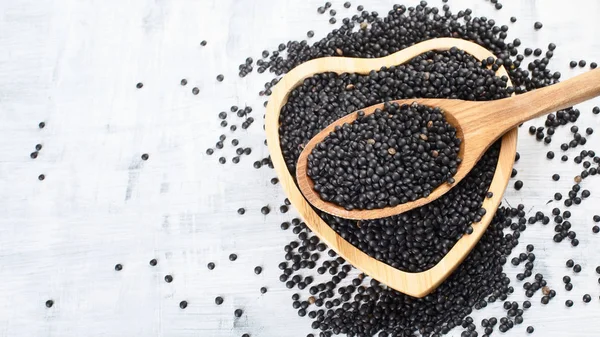 黒ベルーガ レンズ豆の種子 トップ ビュー — ストック写真