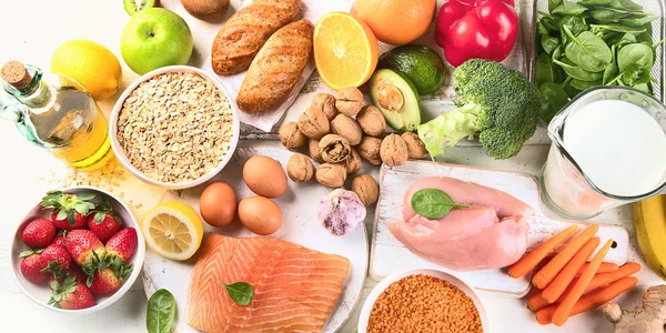 Ausgewogene Ernährung Konzept Für Gesunde Ernährung Zutaten Zum Kochen — Stockfoto