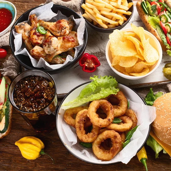 American Food Fast Food Top View — Stock Photo, Image