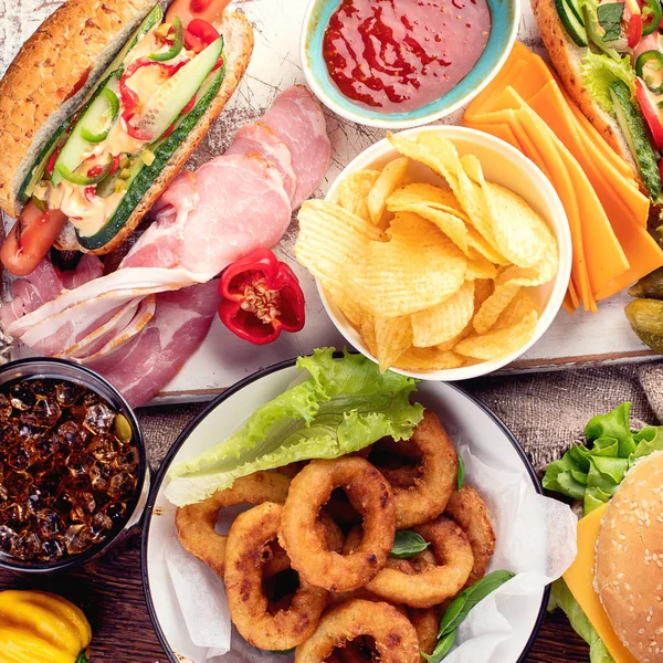 American Food Fast Food Top View — Stock Photo, Image