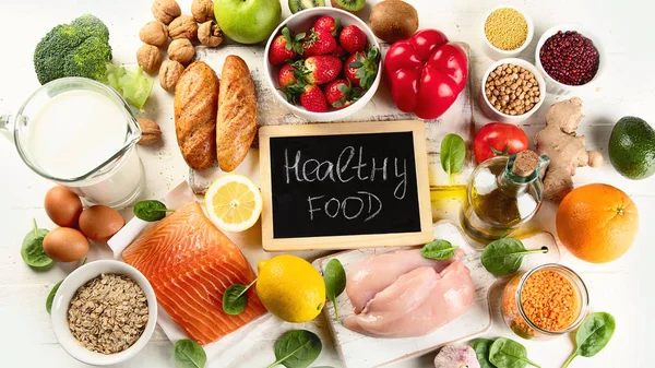 Dieta Equilibrada Concepto Cocina Alimentos Saludables —  Fotos de Stock