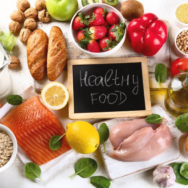 Dengeli beslenme. Yemek ve sağlıklı gıda kavramı.