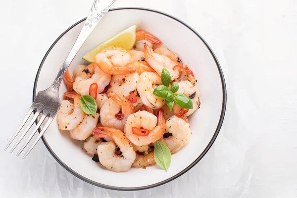 Gambas Cocidas Mariscos Concepto Comida Saludable —  Fotos de Stock