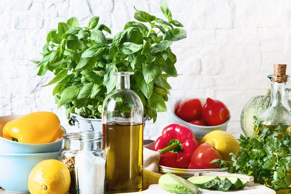 Healthy Cooking Background Clean Diet Eating Selective Focus — Stock Photo, Image