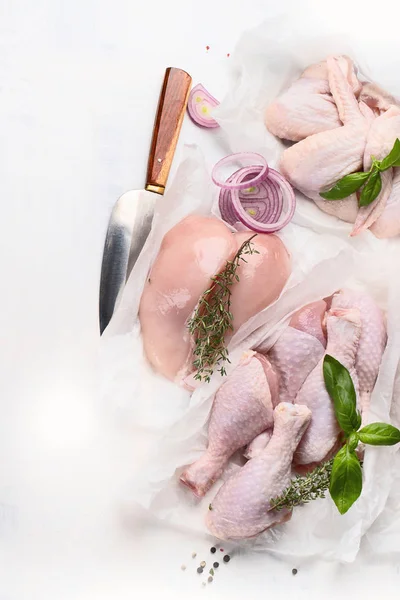 Rauw Kippenvlees Bovenaanzicht Gezonde Voeding Voedsel — Stockfoto