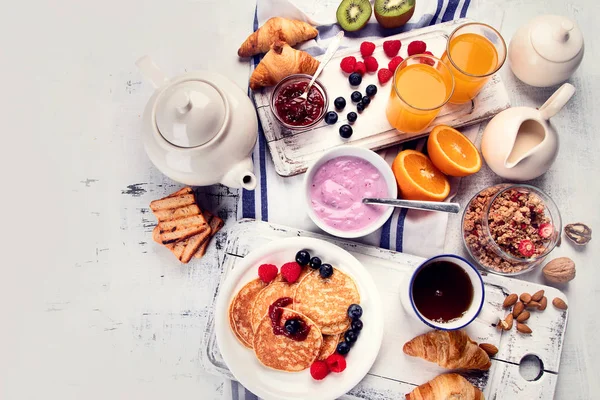 Petit Déjeuner Sain Savoureux Vue Dessus — Photo