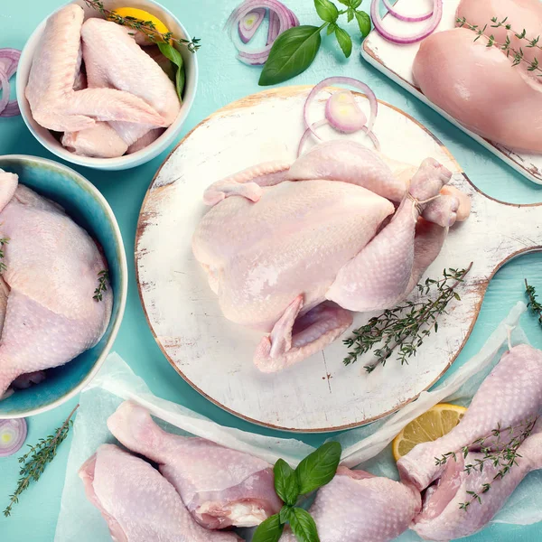 Rohes Hühnerfleisch Ansicht Von Oben Gesunde Ernährung — Stockfoto