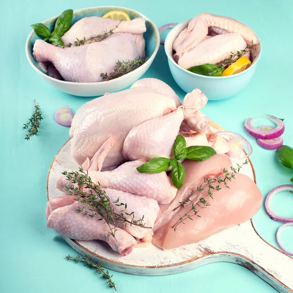 Rauw Kippenvlees Bovenaanzicht Gezond Eten — Stockfoto
