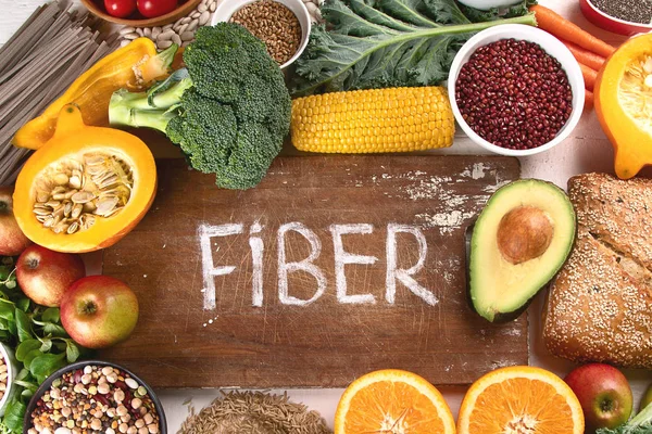 Alimenti Alto Contenuto Fibre Sano Concetto Dieta Equilibrata Vista Dall — Foto Stock