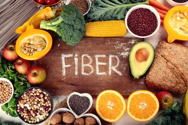 High Fiber Foods Healthy Balanced Dieting Concept Top View — Stock Photo, Image