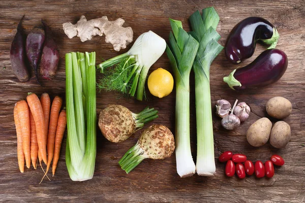 Friske Lokale Grønnsaker Topputsikt Frisk Mat – stockfoto