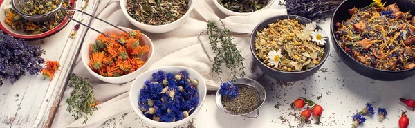 Various Herbs Dried Flowers Healthy Life — Stock Photo, Image