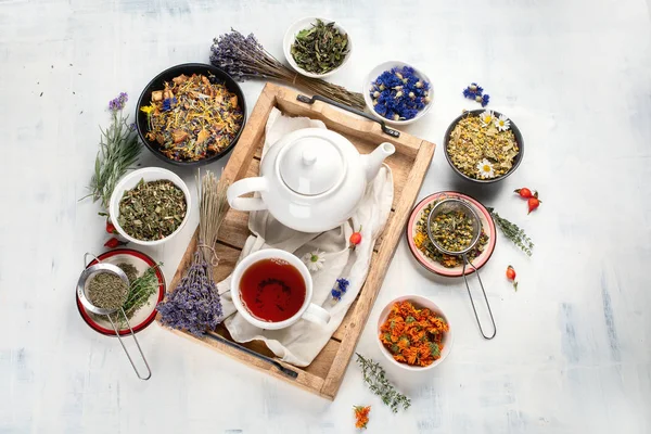 Berbagai Tanaman Dan Bunga Untuk Obat Obatan Herbal — Stok Foto