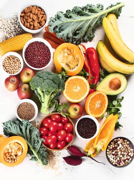 Vista Superior Alimentos Saludables Deliciosos Dieta Equilibrada — Foto de Stock