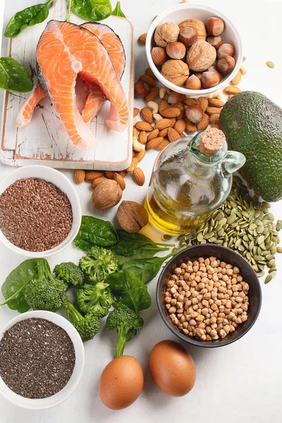 Foods Highest Omega Fatty Acids Top View — Stock Photo, Image