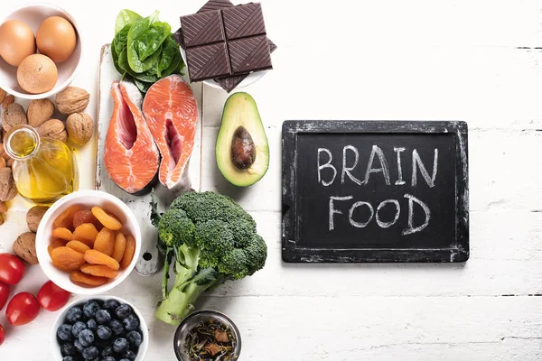 Top View Arrangement Food Brain Memory Healthy Eating Concept — Stock Photo, Image