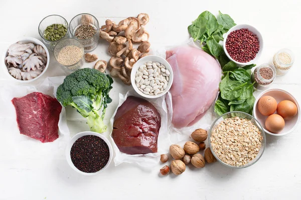 Top View Arrangement Products Rich Iron Healthy Diet Concept — Stock Photo, Image