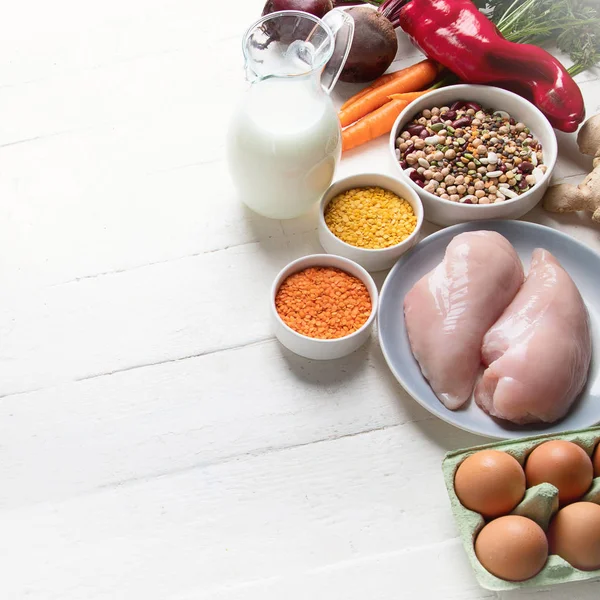 Aranjarea Produselor Pentru Dietă Echilibrată Conceptul Gătit Sănătos — Fotografie, imagine de stoc