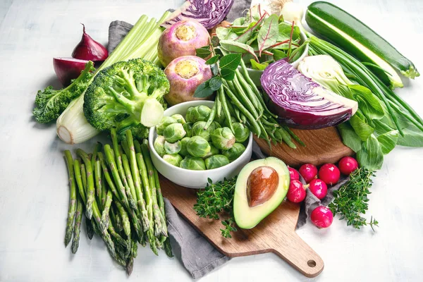 Top View Seasonal Vegetables Healthy Salad Tabletop — Stock Photo, Image