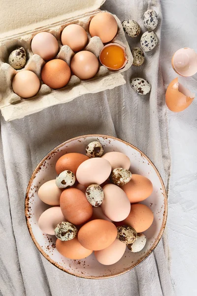 Beaucoup Poulets Œufs Qualité Vue Dessus — Photo